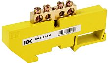 Шина неизолированная IEK PE "земля" ШНИ-6х9-4-Д-Ж 4 группы желтый картинка 